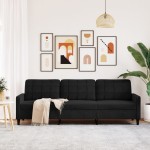 vidaXL Canapea cu 3 locuri, negru, 210 cm, material catifea