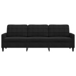vidaXL Canapea cu 3 locuri, negru, 210 cm, material catifea