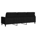 vidaXL Canapea cu 3 locuri, negru, 210 cm, material catifea