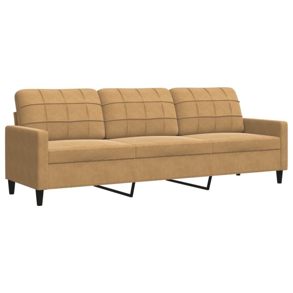 vidaXL Canapea cu 3 locuri, maro, 210 cm, material catifea