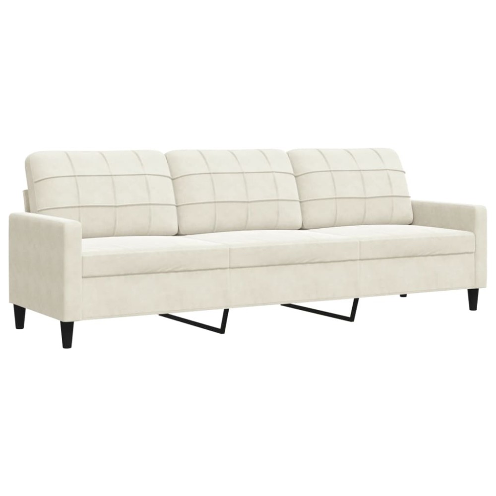 vidaXL Canapea cu 3 locuri, crem, 210 cm, material catifea