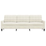 vidaXL Canapea cu 3 locuri, crem, 210 cm, material catifea