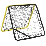 vidaXL Plasă de ricoșeu fotbal dublă, reglabilă, galben/negru, oțel vidaXL Plasă de ricoșeu fotbal dublă, reglabilă, galben/negru, oțel