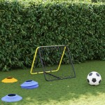 vidaXL Plasă de ricoșeu fotbal dublă, reglabilă, galben/negru, oțel vidaXL Plasă de ricoșeu fotbal dublă, reglabilă, galben/negru, oțel