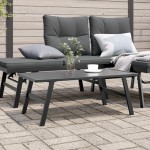 vidaXL Măsuță cafea grădină negru 90x45x35cm oțel vopsit electrostatic