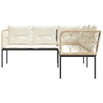 vidaXL Canapea de grădină cu perne în formă L, negru oțel și textilenă