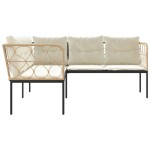 vidaXL Canapea de grădină cu perne în formă L, negru oțel și textilenă