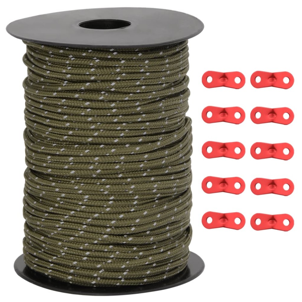 vidaXL Funie pentru cort cu benzi reflectorizante și chei, 50 m, 3 mm