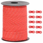 vidaXL Funie pentru cort cu benzi reflectorizante și chei, 50 m, 3 mm vidaXL Funie pentru cort cu benzi reflectorizante și chei, 50 m, 3 mm