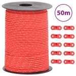 vidaXL Funie pentru cort cu benzi reflectorizante și chei, 50 m, 3 mm vidaXL Funie pentru cort cu benzi reflectorizante și chei, 50 m, 3 mm