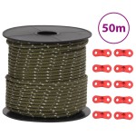 vidaXL Funie pentru cort cu benzi reflectorizante și chei, 50 m, 4 mm vidaXL Funie pentru cort cu benzi reflectorizante și chei, 50 m, 4 mm