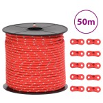 vidaXL Funie pentru cort cu benzi reflectorizante și chei, 50 m, 4 mm vidaXL Funie pentru cort cu benzi reflectorizante și chei, 50 m, 4 mm