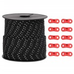 vidaXL Funie pentru cort cu benzi reflectorizante și chei, 50 m, 4 mm vidaXL Funie pentru cort cu benzi reflectorizante și chei, 50 m, 4 mm