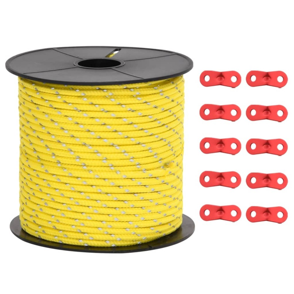 vidaXL Funie pentru cort cu benzi reflectorizante și chei, 50 m, 4 mm