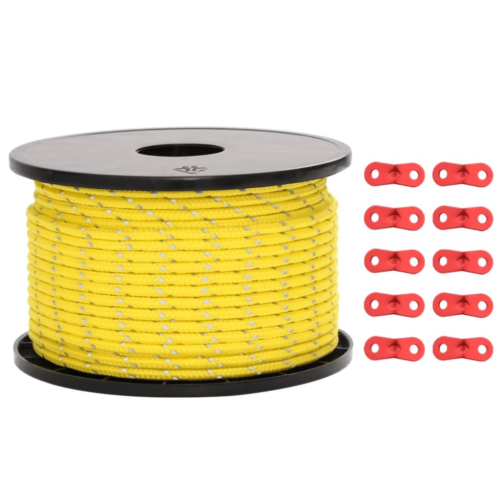 vidaXL Funie pentru cort cu benzi reflectorizante și chei, 50 m, 5 mm