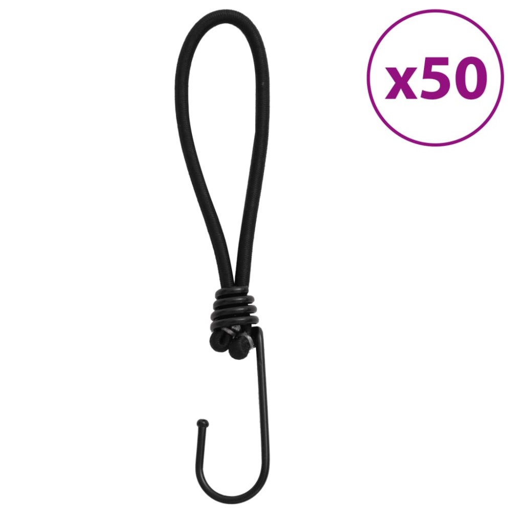 vidaXL Funie elastică cu cârlige, 50 buc., 17 cm
