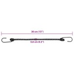 vidaXL Corzi elastice cu benzi reflectorizante/cârlige 25 buc. 38 cm vidaXL Corzi elastice cu benzi reflectorizante/cârlige 25 buc. 38 cm