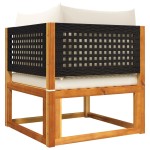 vidaXL Canapea de colț de grădină cu perne, lemn de salcâm și ratan