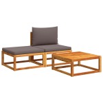 vidaXL Set canapele de grădină 3 piese cu perne din lemn de salcâm și ratan vidaXL Set canapele de grădină 3 piese cu perne din lemn de salcâm și ratan