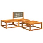 vidaXL Set canapele de grădină 3 piese cu perne din lemn de salcâm și ratan vidaXL Set canapele de grădină 3 piese cu perne din lemn de salcâm și ratan