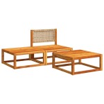 vidaXL Set canapele de grădină 3 piese cu perne din lemn de salcâm și ratan vidaXL Set canapele de grădină 3 piese cu perne din lemn de salcâm și ratan