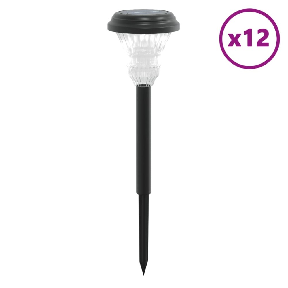 vidaXL Lămpi solare alei cu țăruși de pământ 12 buc., alb