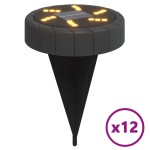 vidaXL Lămpi solare cu țăruși de sol pentru exterior, 12 buc. alb cald