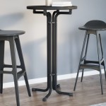 vidaXL Masă de bucătărie, negru, Ø60x110 cm, lemn prelucrat și oțel vidaXL Masă de bucătărie, negru, Ø60x110 cm, lemn prelucrat și oțel