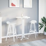 vidaXL Masă de bucătărie, alb, Ø70x110 cm, lemn prelucrat și oțel