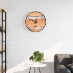 vidaXL Ceas de perete, maro, Ø35 cm, fier și lemn de măslin vidaXL Ceas de perete, maro, Ø35 cm, fier și lemn de măslin