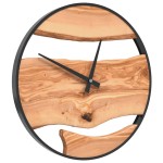 vidaXL Ceas de perete, maro, Ø35 cm, fier și lemn de măslin vidaXL Ceas de perete, maro, Ø35 cm, fier și lemn de măslin