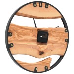 vidaXL Ceas de perete, maro, Ø35 cm, fier și lemn de măslin vidaXL Ceas de perete, maro, Ø35 cm, fier și lemn de măslin