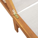 vidaXL Șezlong, gri, cu masă, lemn masiv acacia și textilenă