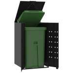 vidaXL Depozitare coș gunoi cu roți pt. 1 coș, negru 69x79x117 cm oțel vidaXL Depozitare coș gunoi cu roți pt. 1 coș, negru 69x79x117 cm oțel