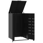 vidaXL Depozitare coș gunoi cu roți pt. 1 coș, negru 69x79x117 cm oțel vidaXL Depozitare coș gunoi cu roți pt. 1 coș, negru 69x79x117 cm oțel