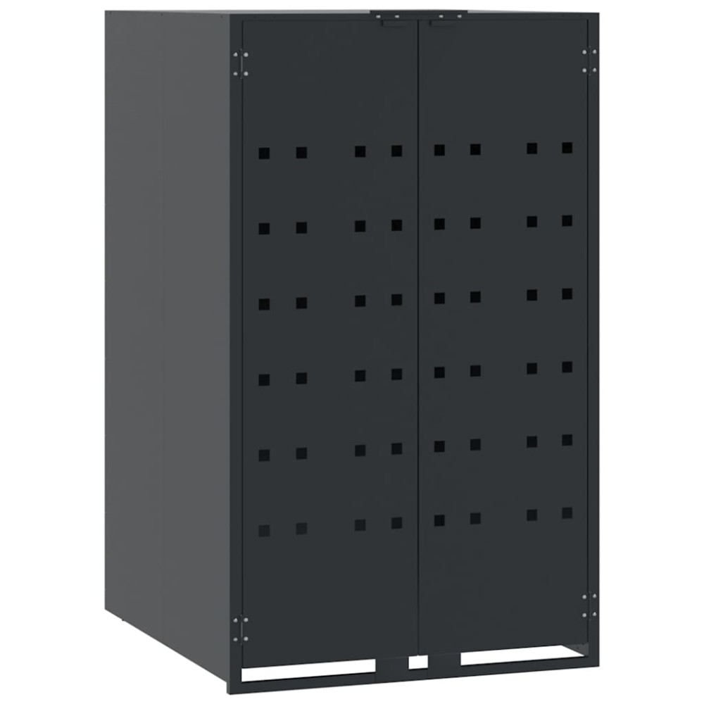 vidaXL Depozitare coș gunoi cu roți 1 coș antracit 69x79x117 cm oțel