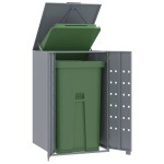 vidaXL Depozitare coș gunoi cu roți, 1 coș, gri, 69x79x117 cm, oțel vidaXL Depozitare coș gunoi cu roți, 1 coș, gri, 69x79x117 cm, oțel