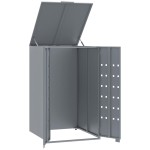 vidaXL Depozitare coș gunoi cu roți, 1 coș, gri, 69x79x117 cm, oțel vidaXL Depozitare coș gunoi cu roți, 1 coș, gri, 69x79x117 cm, oțel