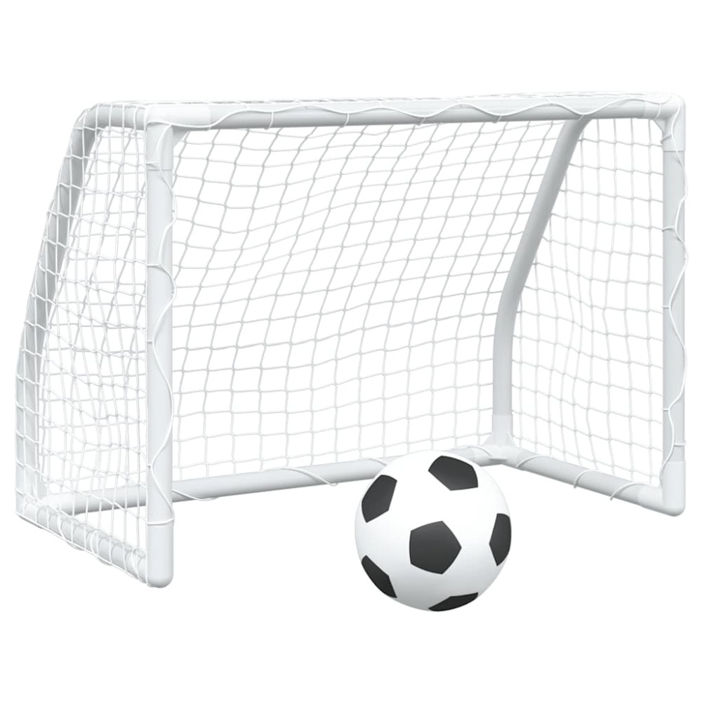 vidaXL Porți de fotbal de copii 2 buc., cu minge alb 64x35x48 cm metal