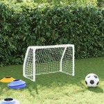 vidaXL Porți de fotbal de copii 2 buc., cu minge alb 64x35x48 cm metal vidaXL Porți de fotbal de copii 2 buc., cu minge alb 64x35x48 cm metal
