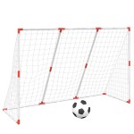 vidaXL Poartă de fotbal pentru copii cu mingi 2-în-1 alb 184x64x124 cm vidaXL Poartă de fotbal pentru copii cu mingi 2-în-1 alb 184x64x124 cm