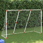 vidaXL Poartă de fotbal pentru copii cu mingi 2-în-1 alb 184x64x124 cm vidaXL Poartă de fotbal pentru copii cu mingi 2-în-1 alb 184x64x124 cm