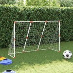 vidaXL Poartă de fotbal pentru copii cu mingi 2-în-1 alb 184x64x124 cm vidaXL Poartă de fotbal pentru copii cu mingi 2-în-1 alb 184x64x124 cm