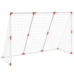 vidaXL Poartă de fotbal pentru copii cu mingi 2-în-1 alb 184x64x124 cm vidaXL Poartă de fotbal pentru copii cu mingi 2-în-1 alb 184x64x124 cm