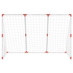 vidaXL Poartă de fotbal pentru copii cu mingi 2-în-1 alb 184x64x124 cm vidaXL Poartă de fotbal pentru copii cu mingi 2-în-1 alb 184x64x124 cm