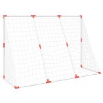 vidaXL Poartă de fotbal pentru copii cu mingi 2-în-1 alb 184x64x124 cm vidaXL Poartă de fotbal pentru copii cu mingi 2-în-1 alb 184x64x124 cm