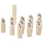 Kubb Set jocuri cu numere 13 piese geantă de transport lemn masiv pin Kubb Set jocuri cu numere 13 piese geantă de transport lemn masiv pin