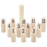 Kubb Set jocuri cu numere 13 piese geantă de transport lemn masiv pin Kubb Set jocuri cu numere 13 piese geantă de transport lemn masiv pin