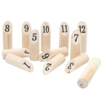Kubb Set jocuri cu numere 13 piese geantă de transport lemn masiv pin Kubb Set jocuri cu numere 13 piese geantă de transport lemn masiv pin