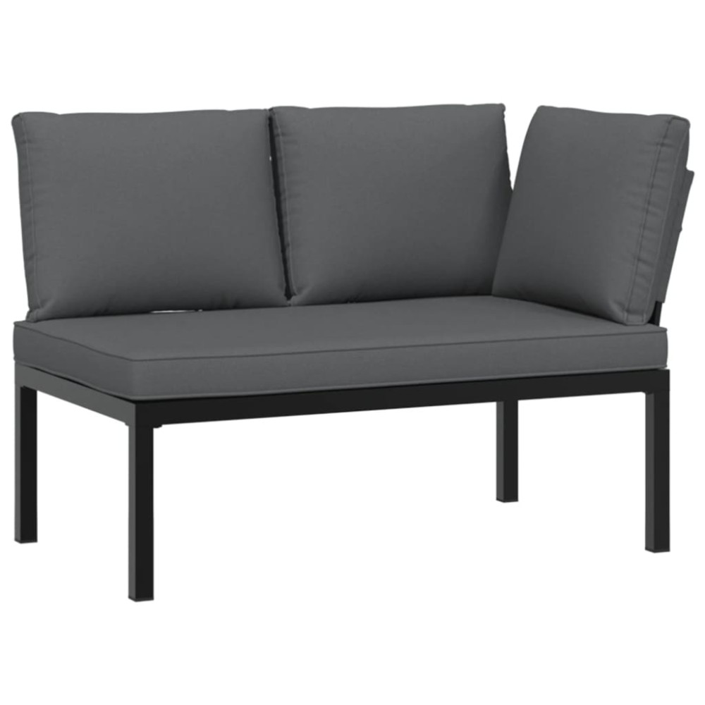 vidaXL Bancă de grădină cu perne, negru, aluminiu